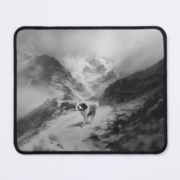 Item preview, A calm Saint Bernard trekking through a stormy mountain pass, Dogs in Motion designed and sold by CDC40.