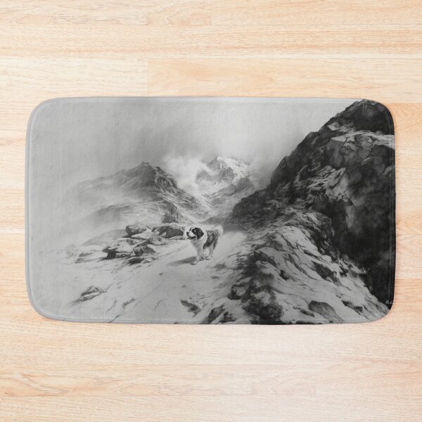 Item preview, A calm Saint Bernard trekking through a stormy mountain pass, Dogs in Motion designed and sold by CDC40.