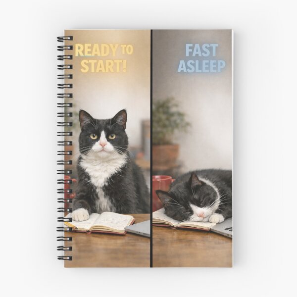 Item preview, Started Strong Then Slept Funny Cat Sticker – Productivity Meme designed and sold by VibeVauilt.