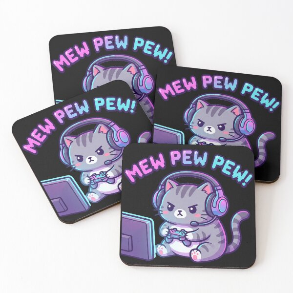 Item preview, Mew Pew Pew! Funny Kawaii Gamer Cat Playing Video Games designed and sold by MythoWorldddd.