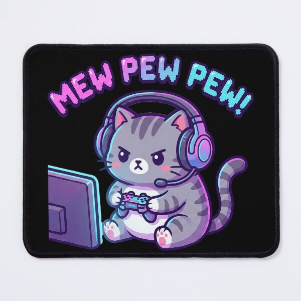 Item preview, Mew Pew Pew! Funny Kawaii Gamer Cat Playing Video Games designed and sold by MythoWorldddd.
