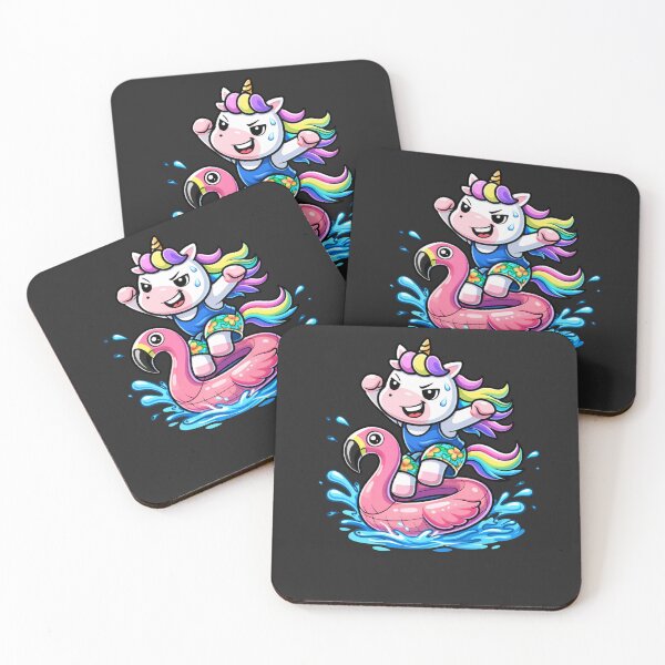 Item preview, Pool Party Chaos Unicorn – Cute Chibi Summer Flamingo Float Aesthetic designed and sold by ColorSplash123.