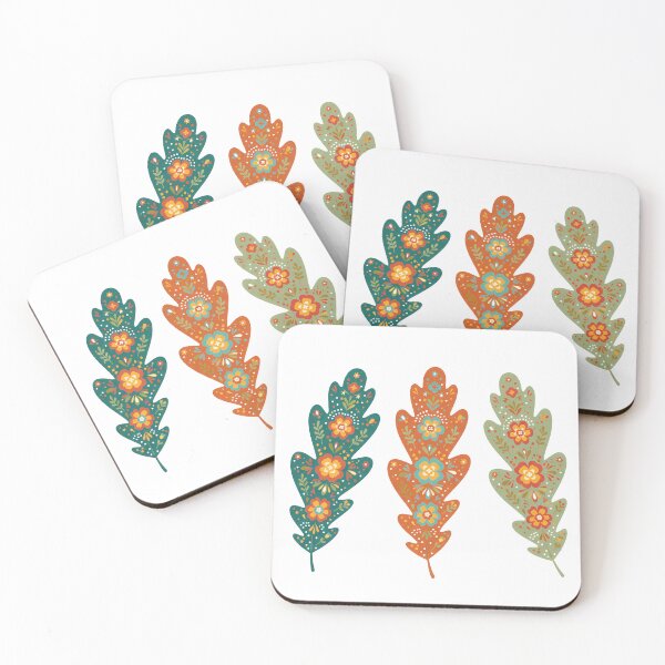 Item preview, Oak Leaf Trio – Scandinavian Folk Art by heidiannemorris © designed and sold by FOLK ART FUSION by heidiannemorris.