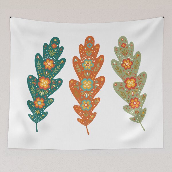 Item preview, Oak Leaf Trio – Scandinavian Folk Art by heidiannemorris © designed and sold by FOLK ART FUSION by heidiannemorris.