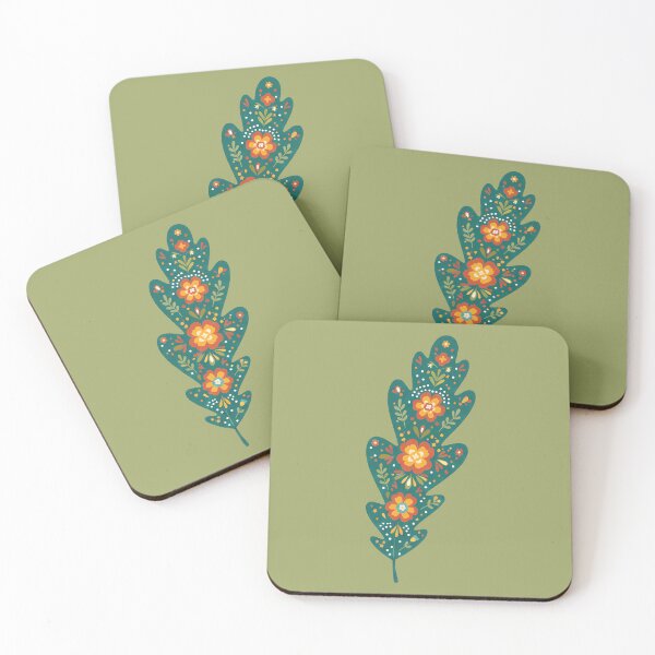 Item preview, Dark Green Oak Leaf – Scandinavian Folk Art by heidiannemorris © designed and sold by FOLK ART FUSION by heidiannemorris.