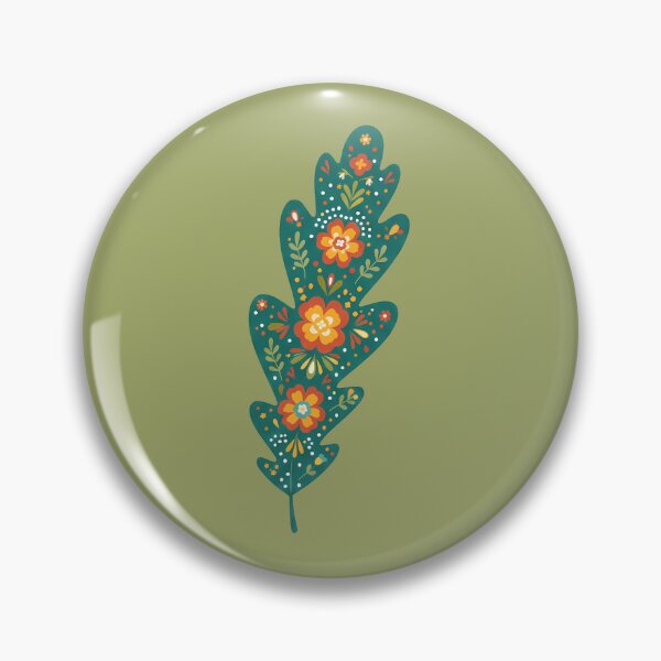 Item preview, Dark Green Oak Leaf – Scandinavian Folk Art by heidiannemorris © designed and sold by FOLK ART FUSION by heidiannemorris.
