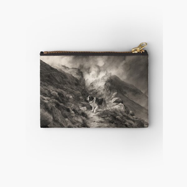 Item preview, A calm Saint Bernard trekking through a stormy mountain pass, Dogs in Motion designed and sold by CDC40.