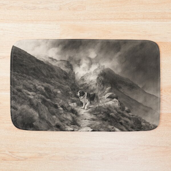 Item preview, A calm Saint Bernard trekking through a stormy mountain pass, Dogs in Motion designed and sold by CDC40.