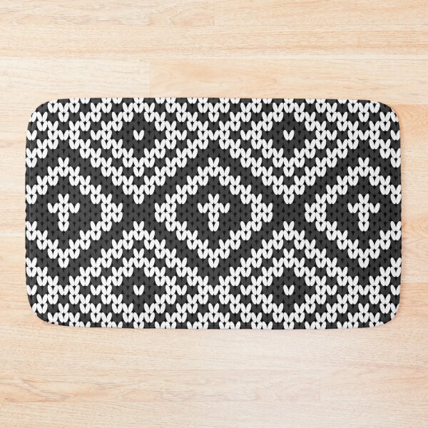 Item preview, A contemporary ethnic style of black and white knitted square pattern. designed and sold by Nengsang.