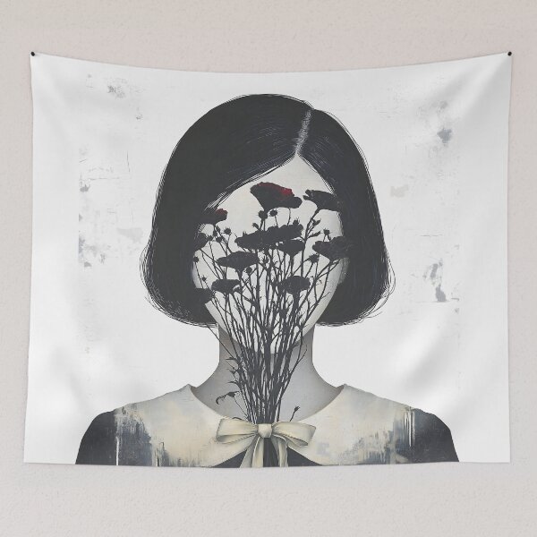 Item preview, Dark Feminine Grunge Portrait With Floral Silhouette designed and sold by Shoot-The-Moon.