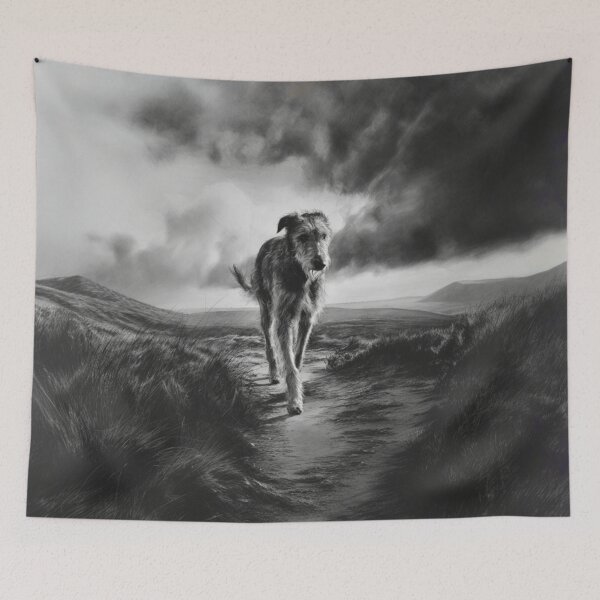 Item preview, A majestic Irish Wolfhound walking along a windswept moor, Dogs in Motion designed and sold by CDC40.