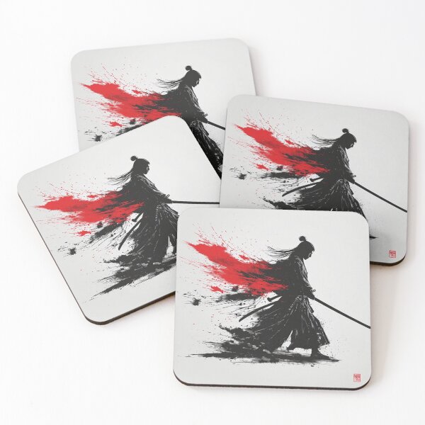 Item preview, Crimson Stroke Ronin – Minimal Red and Black Samurai Art designed and sold by TheDreamsMaker.
