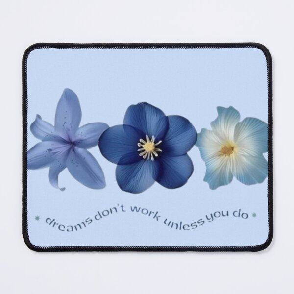 Item preview, Blue Aesthetic Floral Quote, “Dreams Don’t Work Unless You Do”, Soft Girl Motivation Wall Art, Minimal Pastel Flower Design designed and sold by lilacWhim.