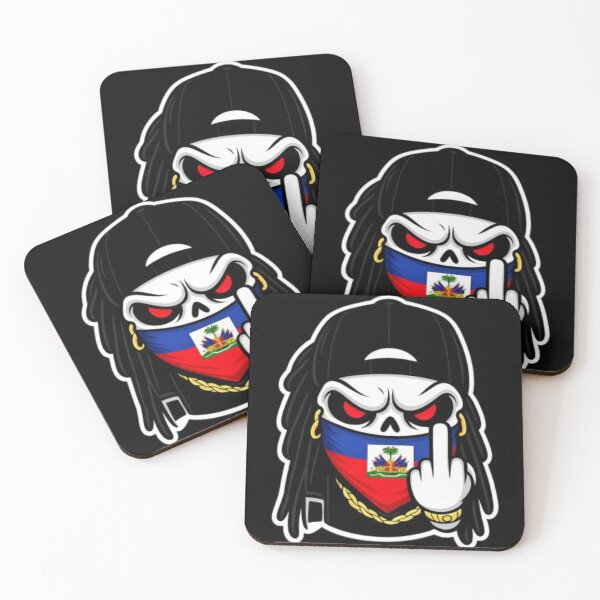 Item preview, Skull street art with bandana and Haitian flag designed and sold by West indian touch.