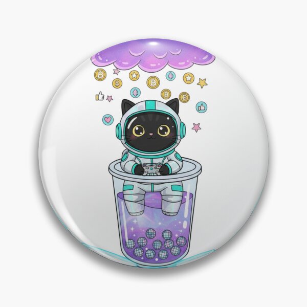 Item preview, Kawaii Crypto Cat Bubble Tea Astronaut - Cute Space Kitty Digital Coins Design designed and sold by carolinkaau.