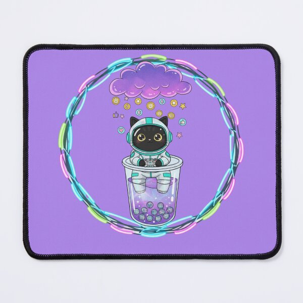 Item preview, Kawaii Crypto Cat Bubble Tea Astronaut - Cute Space Kitty Digital Coins Design designed and sold by carolinkaau.