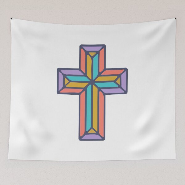 Item preview, Modern Stained Glass Cross | Colorful Christian Cross Art | Minimal Cross Symbol  designed and sold by stylishdzign.