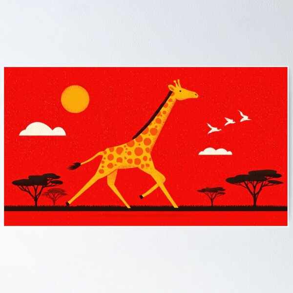 Artikelvorschau, Giraffe spaziert in der Sonne in der Savanne entworfen und verkauft von anytka.