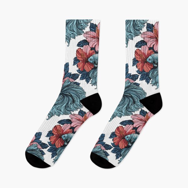 Item preview, Betta Fish Floral Art Print designed and sold by MonNoir.