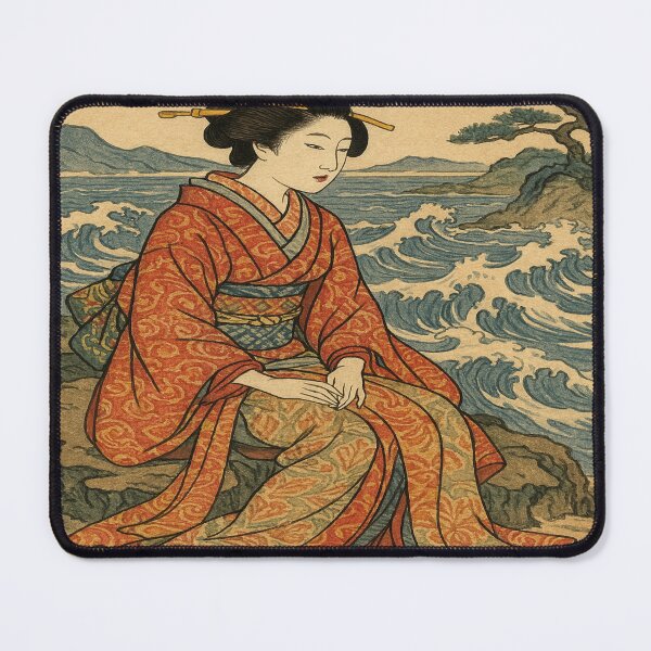 Aperçu de l'œuvre Femme agitant l'ukiyo-e de style hokusai  créée et vendue par BallBallon's.