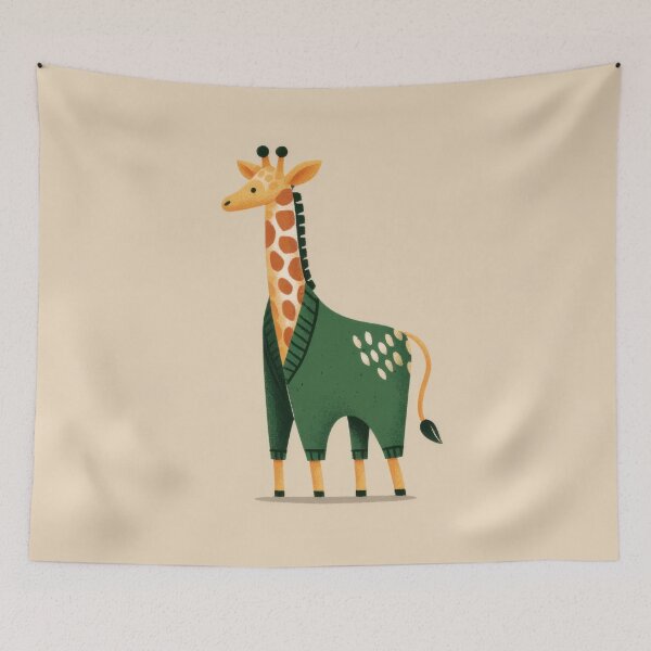 Artikelvorschau, Die in einen Pullover gekleidete Giraffe steht still. entworfen und verkauft von anytka.
