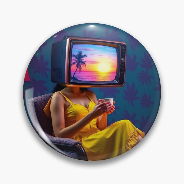 Item preview, Retro TV Head Woman Vaporwave Surreal Art designed and sold by Cine8.