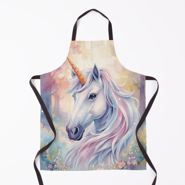 Item preview, Pastel Watercolour Unicorn Close Up – Teal Pink Purple Fantasy Art Print designed and sold by EnviousPrints.