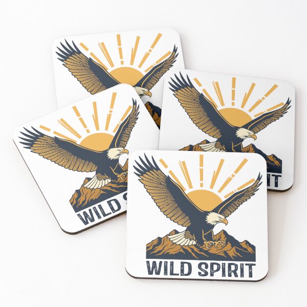 Item preview, Wild Spirit Eagle – Vintage Sunrise Mountain Emblem – Outdoor Freedom Design designed and sold by Weasel Graphix.