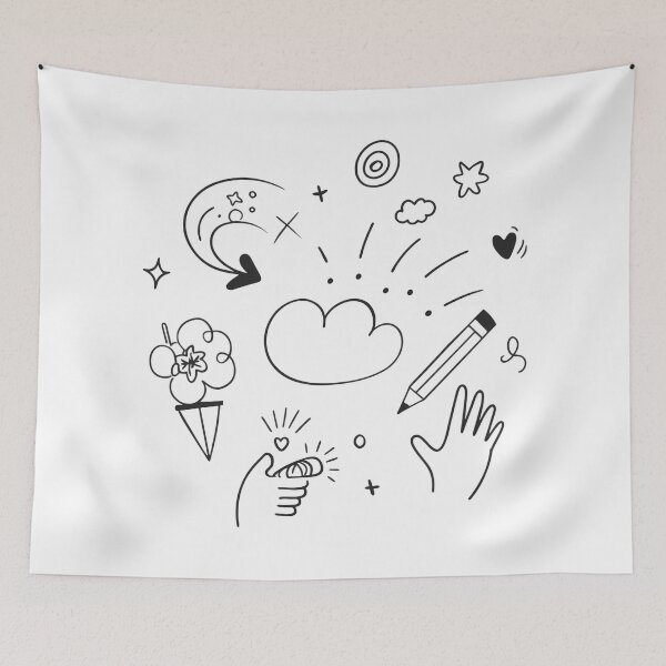 Item preview, Hand Whimsical Expressions Doodle Collection Black White Lines designed and sold by ART ATTACK ZONE.