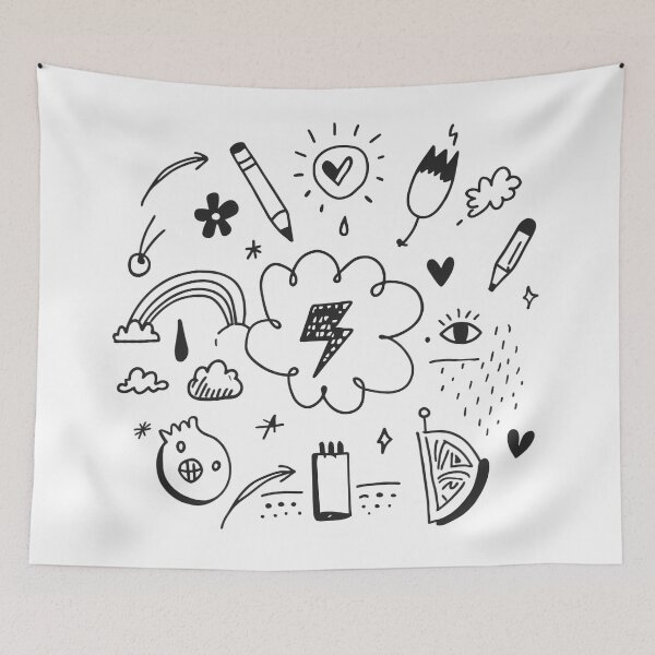 Item preview, Eye Whimsical Expressions Doodle Collection Black White Lines designed and sold by ART ATTACK ZONE.