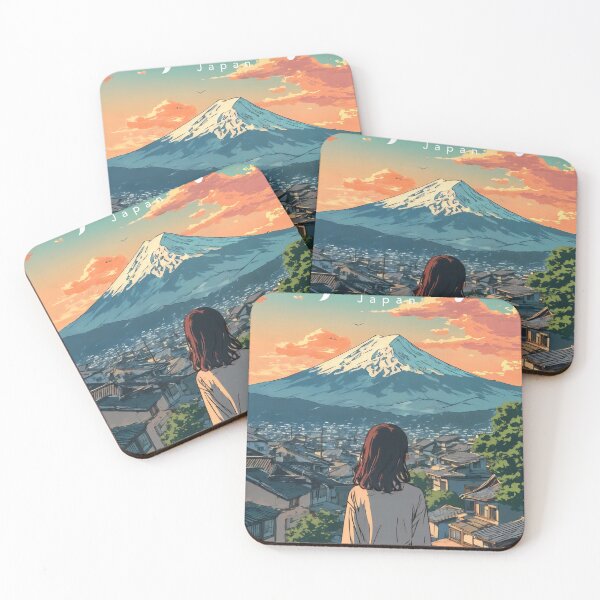 Item preview, Watching Mount Fuji – Retro Anime Girl Travel Illustration designed and sold by JacksoonLester.