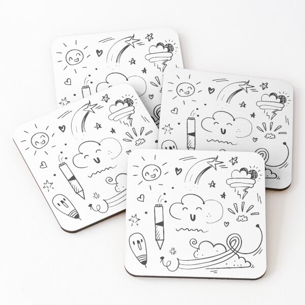Item preview, Clouds Whimsical Expressions Doodle Collection Black White Lines designed and sold by ART ATTACK ZONE.