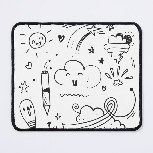 Item preview, Clouds Whimsical Expressions Doodle Collection Black White Lines designed and sold by ART ATTACK ZONE.