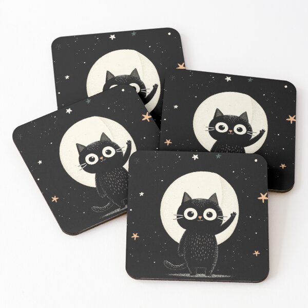 Item preview, Black cat waves under the moon designed and sold by anytka.