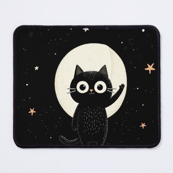 Item preview, Black cat waves under the moon designed and sold by anytka.