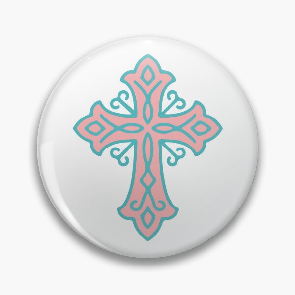 Item preview, Pastel Ornate Cross | Teal Pink Decorative Christian Cross Art designed and sold by stylishdzign.