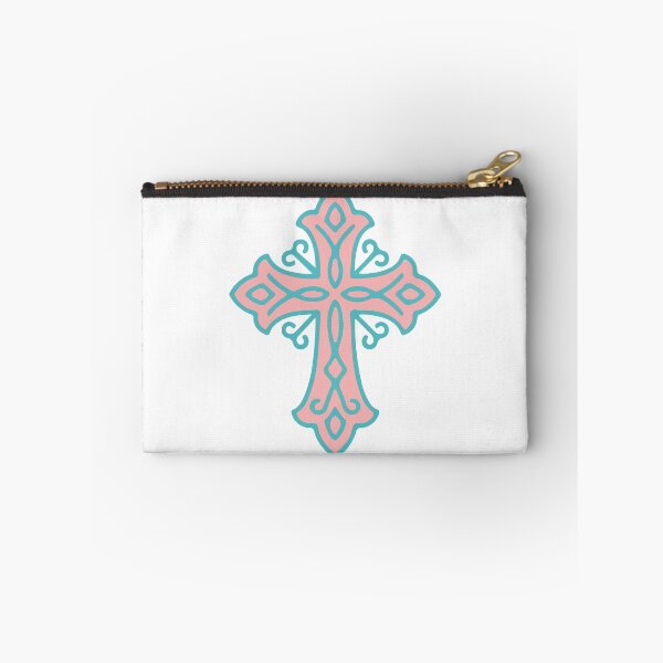 Item preview, Pastel Ornate Cross | Teal Pink Decorative Christian Cross Art designed and sold by stylishdzign.