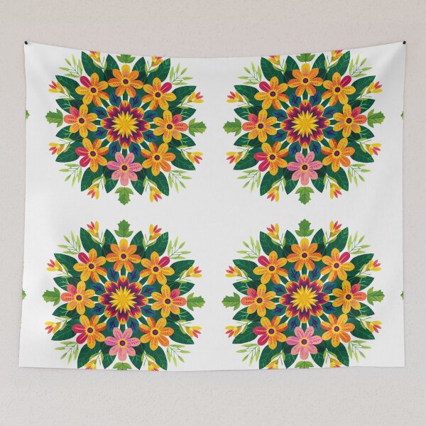 Item preview, Colorful Floral Mandala with Folk Art Symmetry - DesignArtistia designed and sold by DesignArtist.ia.