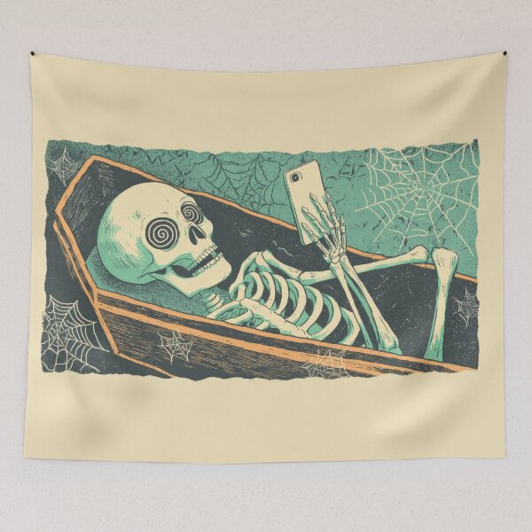 Item preview, Skeleton in coffin using phone designed and sold by anytka.