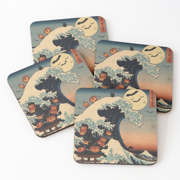 Item preview, Haunted Great Wave Ukiyo‑e – Japanese Halloween Ghost Wave Art Print designed and sold by Vandy Fullam.