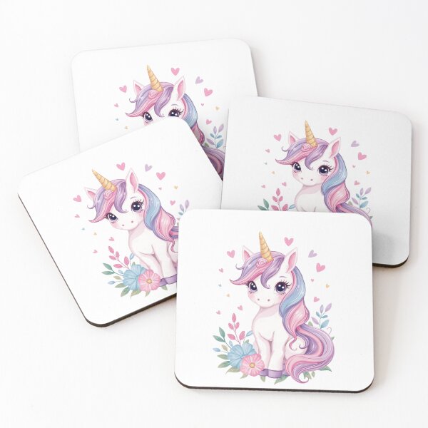 Item preview,  Pastel Watercolour Unicorn Close Up – Teal Pink Purple Fantasy Art Print designed and sold by EnviousPrints.