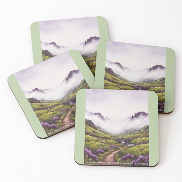 Item preview, Scotland Highlands - Misty Heather Watercolor Art designed and sold by TheDesignDen21.