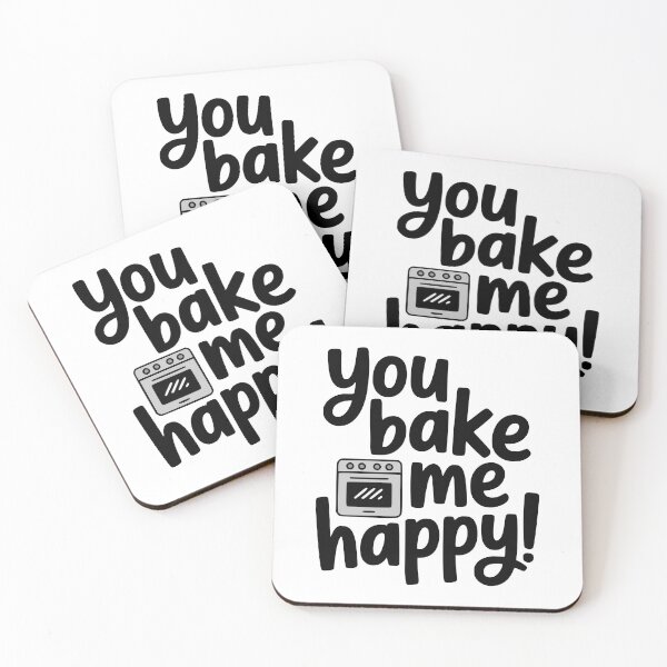 Item preview, You Bake Me Happy! Cute Hand Lettered Baking Pun and Oven Illustration designed and sold by PMCreative.