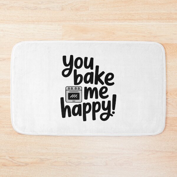 Item preview, You Bake Me Happy! Cute Hand Lettered Baking Pun and Oven Illustration designed and sold by PMCreative.