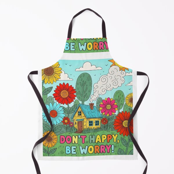 Item preview, DON'T HAPPY BE WORRY | Minimalist Retro Nature Illustration | Sarcastic Aesthetic Quote designed and sold by SergioMiklos.