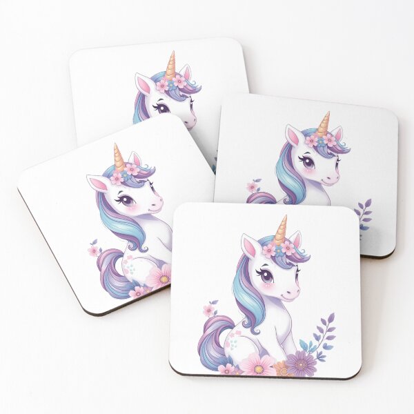 Item preview, Pastel Watercolour Unicorn Close Up – Teal Pink Purple Fantasy Art Print designed and sold by EnviousPrints.
