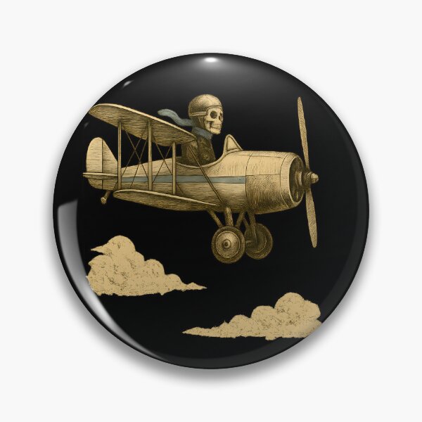 Item preview, Vintage Skeleton Aviator Flying Classic Biplane designed and sold by Shoot-The-Moon.