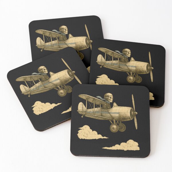 Item preview, Vintage Skeleton Aviator Flying Classic Biplane designed and sold by Shoot-The-Moon.
