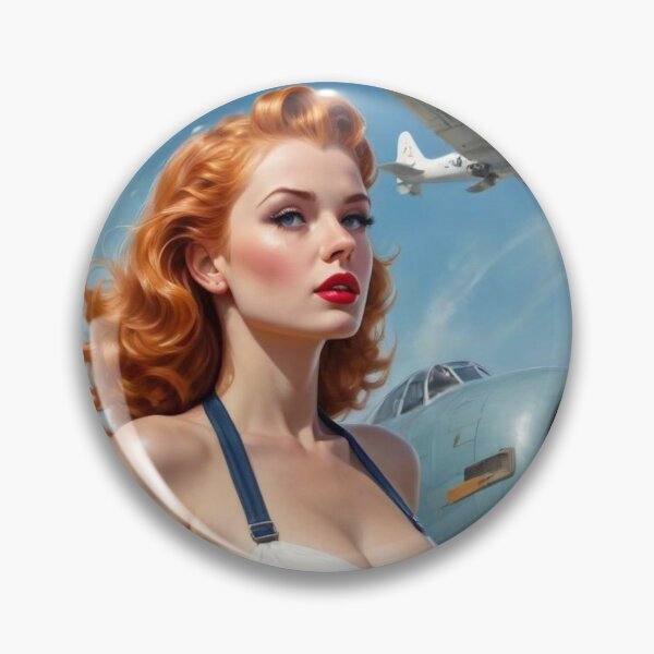 Item preview, Vintage WWII Pin‑Up Girl Nose Art – 1940s Bomber Style Aviation Illustration designed and sold by MissSaylor.