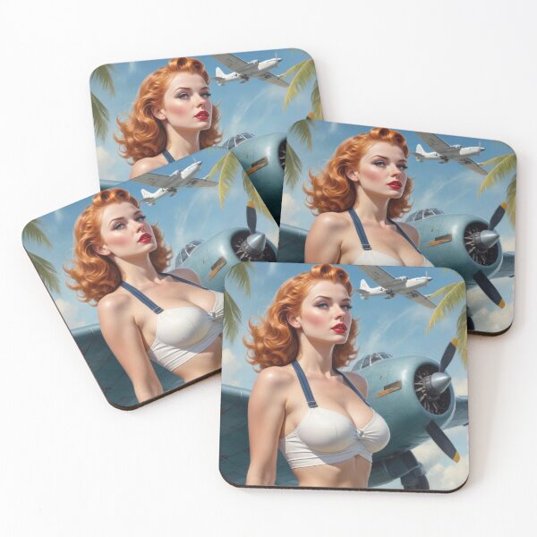 Item preview, Vintage WWII Pin‑Up Girl Nose Art – 1940s Bomber Style Aviation Illustration designed and sold by MissSaylor.